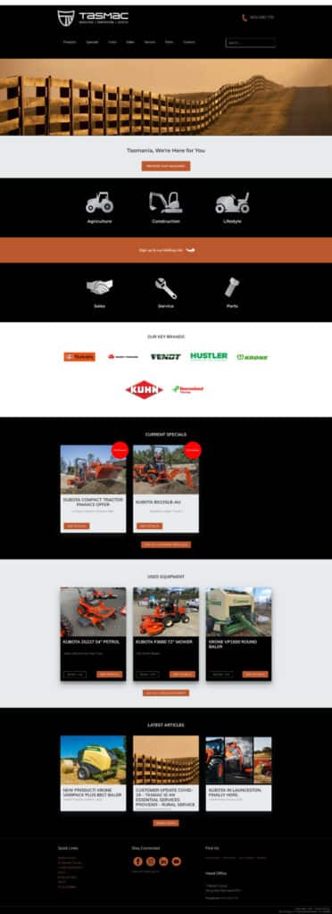 Website Design, Agricultural Machinery, Tasmania